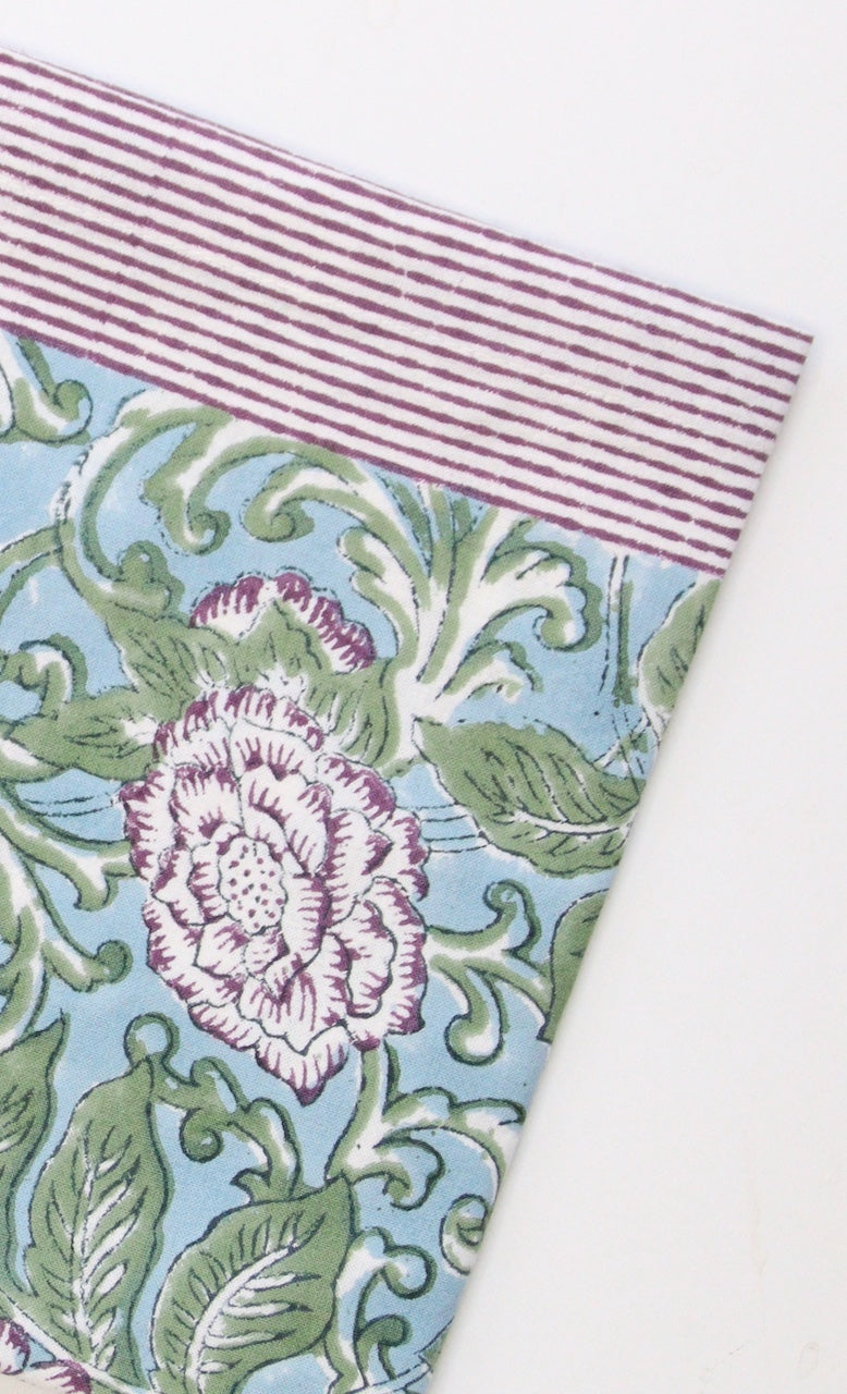 Handgemaakte blockprint tafelloper met bloemenprint -  Chintz aubergine image 2