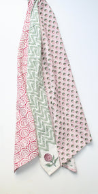 Theedoekenset seashell carmine ladybird green en waves green 