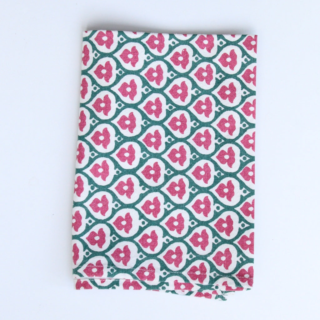 Theedoek Bells Strawberry green 