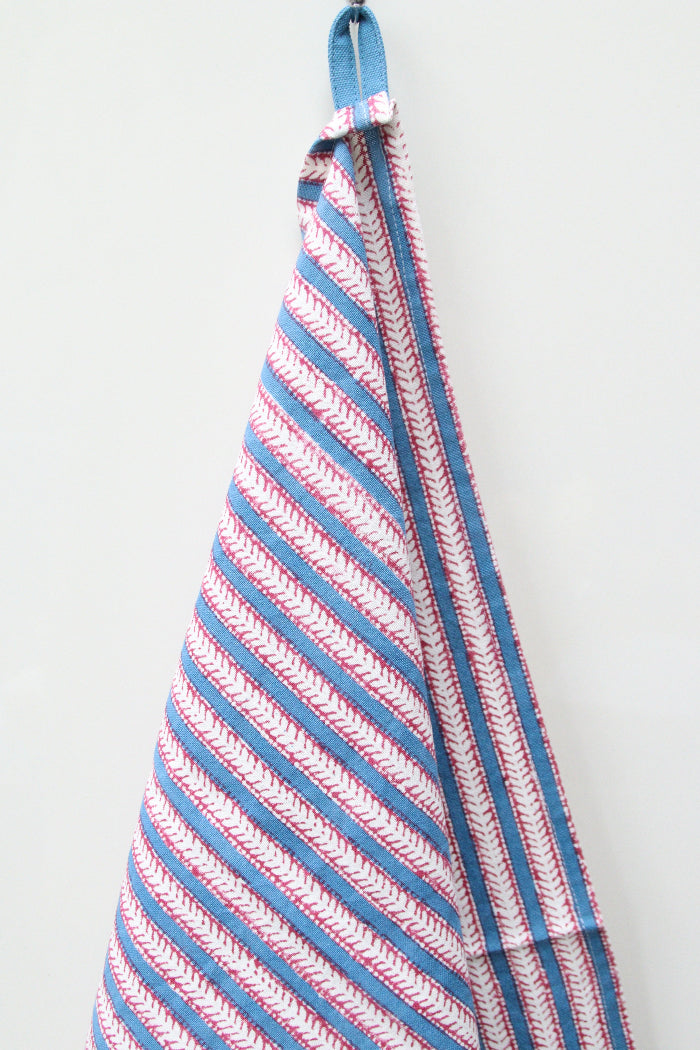 Theedoek Funkystripes bright blue 