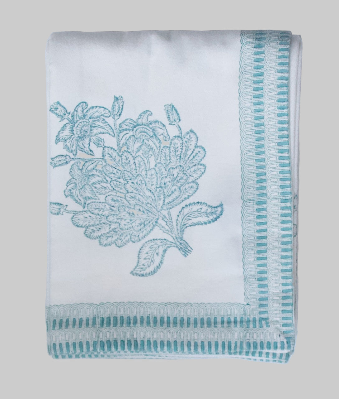 Handgemaakte tafellaken met levensboom print – Handblockprinted Tree of life tablecloth 160 x 340 image 1