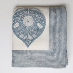 Handgemaakt blockprint tafelkleed grijsblauwe print -  Peony 160 x 270 cm image 4