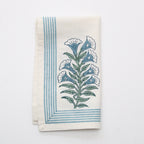 Handgemaakte bloem servetten - handblockprinted Sage green napkins - set of 4 image 1