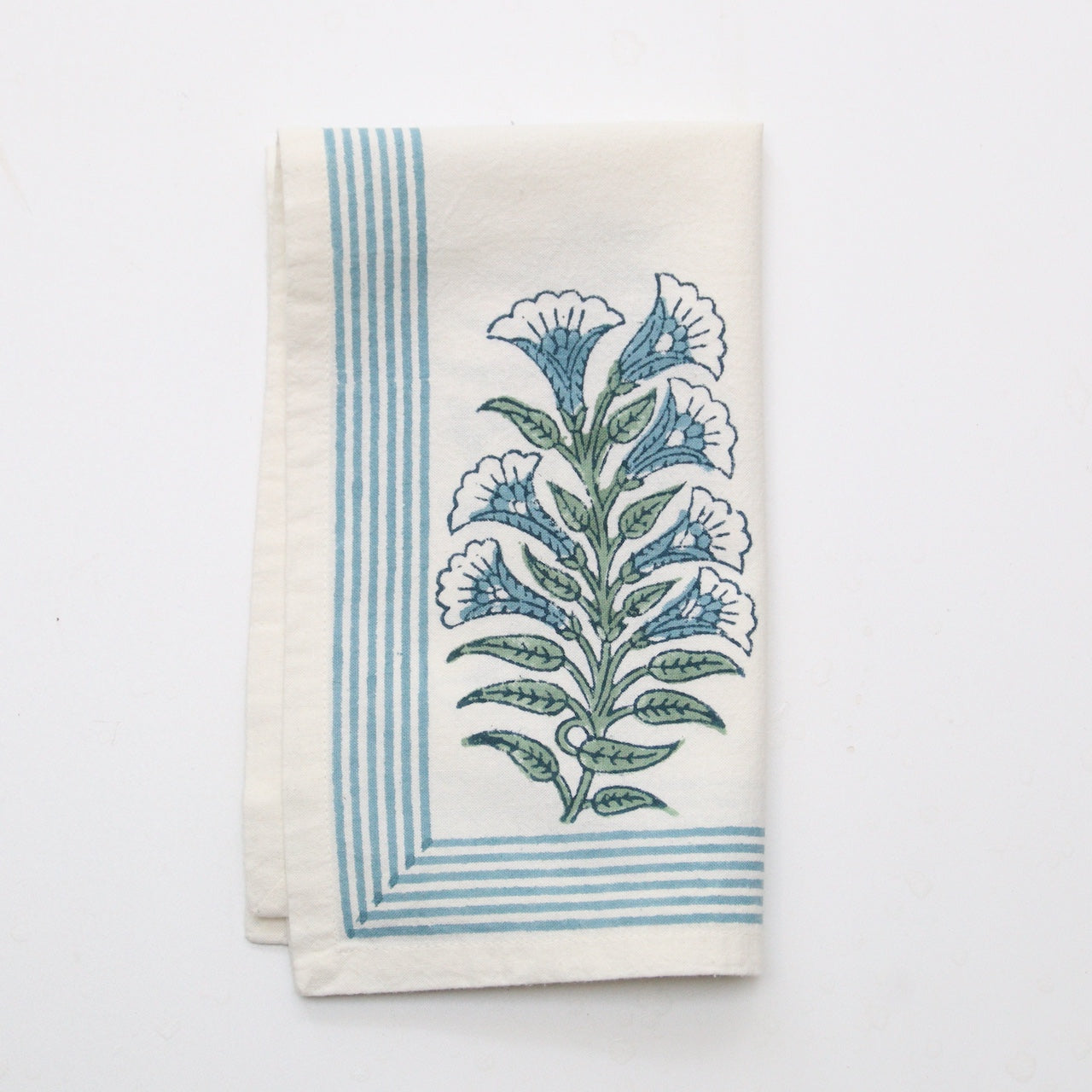 Handgemaakte bloem servetten - handblockprinted Sage green napkins - set of 4 image 1