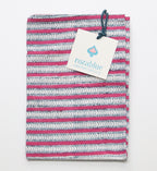 NEW - Knalroze theedoek - Handblockprinted kitchen towel Funkystripes carmine image 0