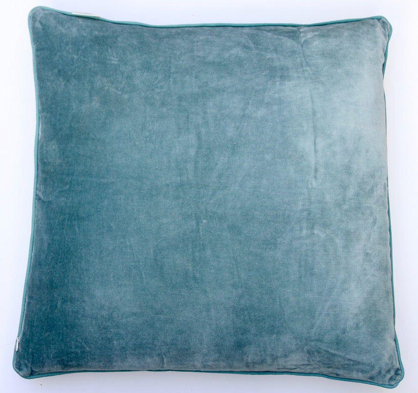 Handgemaakt blockprint kussen met blauwe bloemenprint- Floral mineral - 60 x 60 image 7