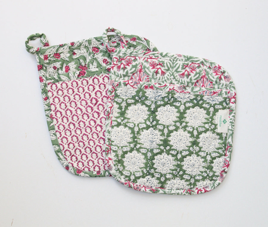 2 pannenlappen voor kerst breezy en wakame green 