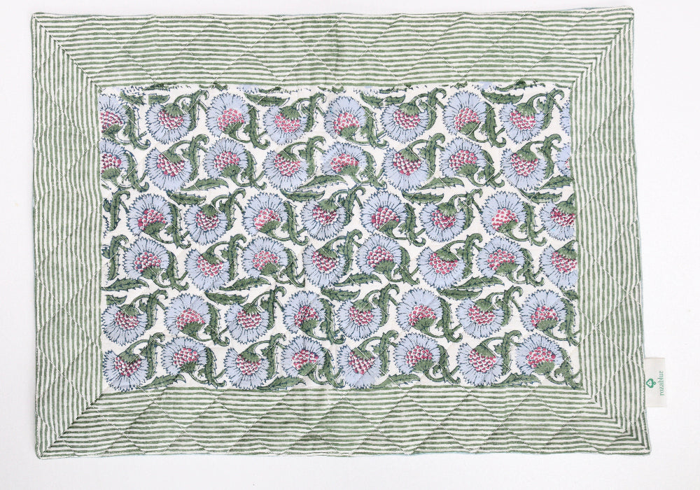 quilted placemat thistle blue 
